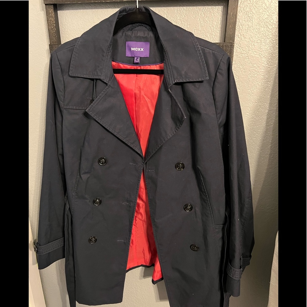 Mexx Navy Trench Coat with Red Lining